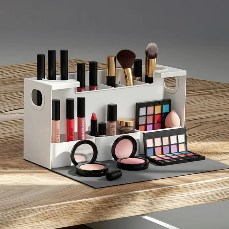 Maclean MC-479 Make Up Accessories Organizer with Comparments Cosmetics Toiletries Storage Rack Magnetic Cover 8kg