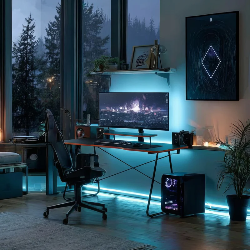 NanoRS RS170 Gaming Desk with Monitor Shelf, Computer Desk, 50kg max, Height 850mm, Black