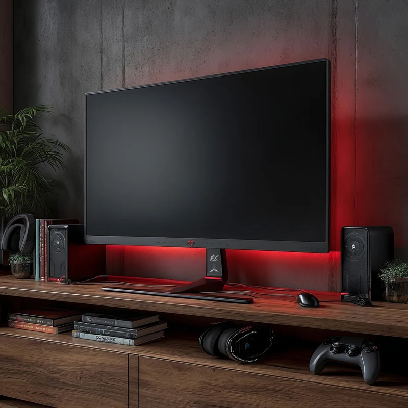 NanoRS Gaming Monitor Stand Screen Mount TV Mount Stand 32-55" RGB LED Lighting Height Adjustable Swivel Tilt max VESA 400x400, max 40kg