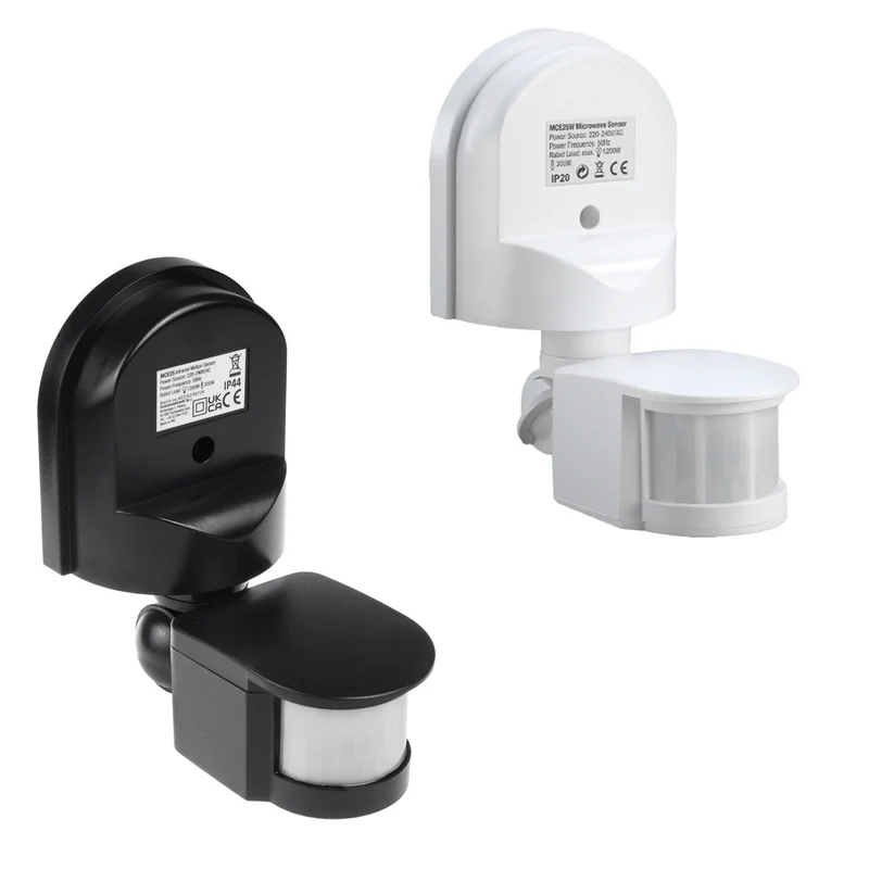 Maclean wall-mounted motion and dusk sensor, 180°, max. 1200W, black and white, MCE25