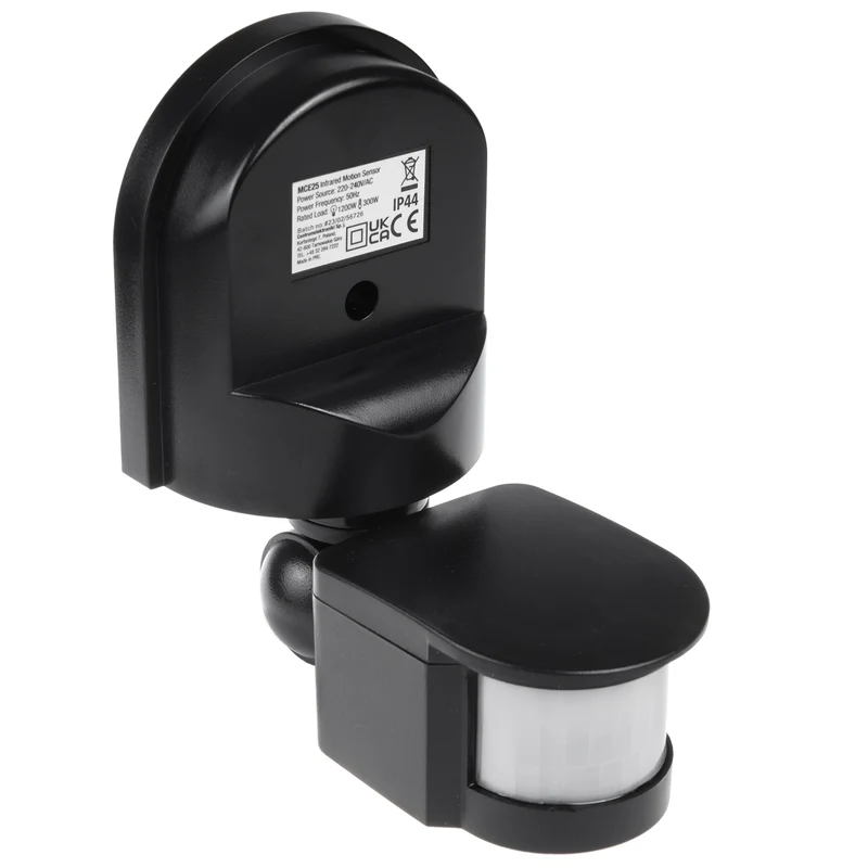 Maclean wall-mounted motion and dusk sensor, 180°, max. 1200W, black and white, MCE25