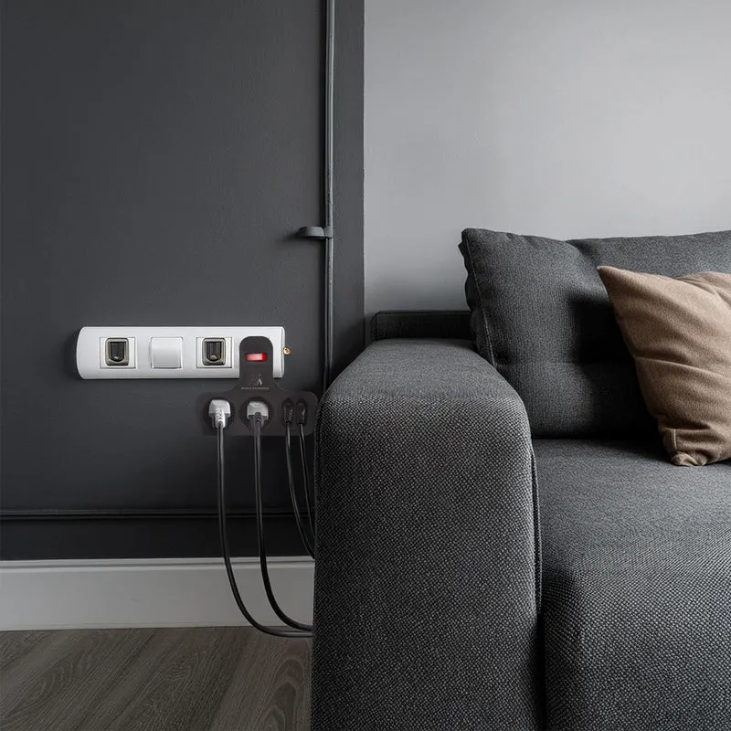 Maclean Quadruple Socket with Switch and Stabilizing Foot, Schuko Type, 2x2.5A & 2x16A, Model MCE224 G/B
