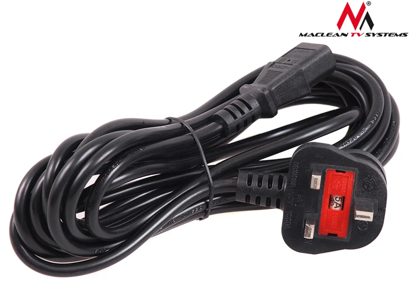 Maclean MCTV-807 3M Connector Power Cable GB UK Plug