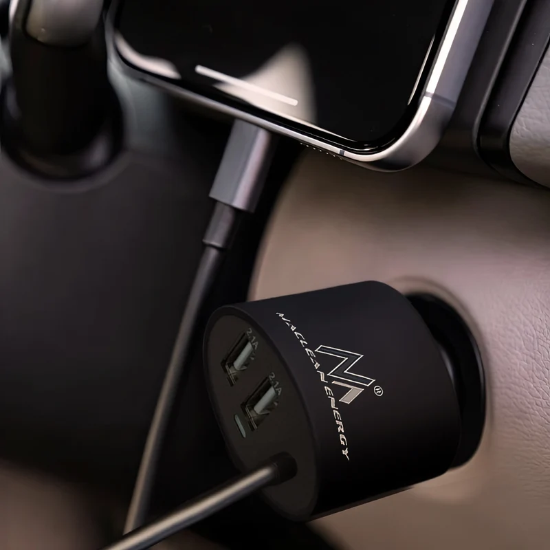 Maclean MCE76 Triple Car Charger Dual USB Lightning IOS GPS Android Quick Charge Cigarette Socket