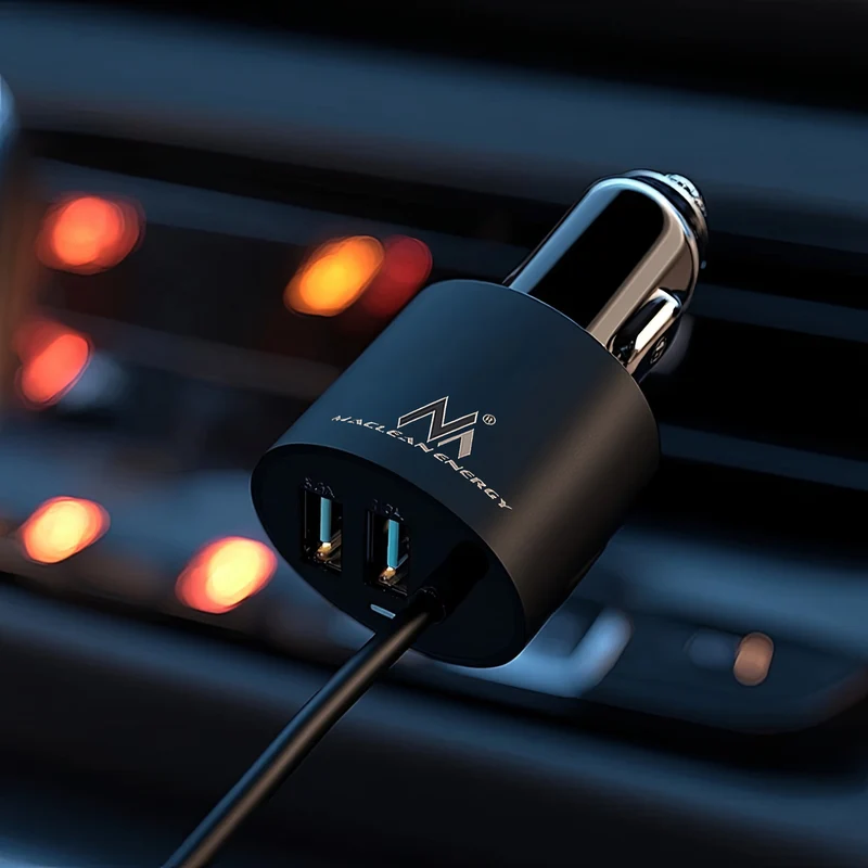Maclean MCE76 Triple Car Charger Dual USB Lightning IOS GPS Android Quick Charge Cigarette Socket