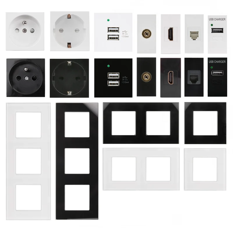 Maclean MCE720B HDMI Socket Outlet Modular Wall Outlet Flush Mount (HDMI socket, Black)