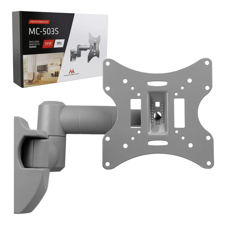Maclean TV or monitor mount, universal, max VESA 200x200, 23-50", 30 kg, silver, MC-503A S