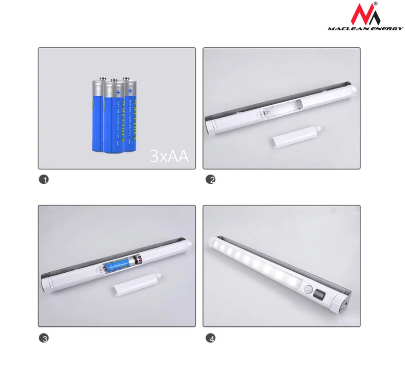 Maclean Energy MCE166 Under Shelf LED Light with PIR Motion Sensor Battery Powered Wireless