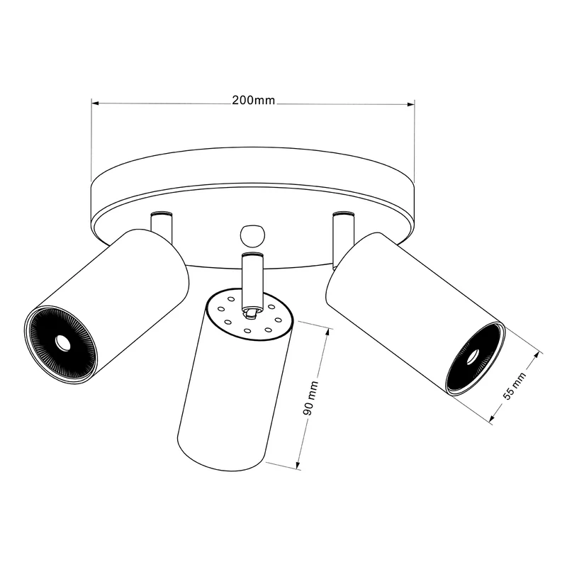 Maclean ceiling lamp, spot, movable, aluminum, 3xGU10, 55x100mm, matte black color, MCE362 B