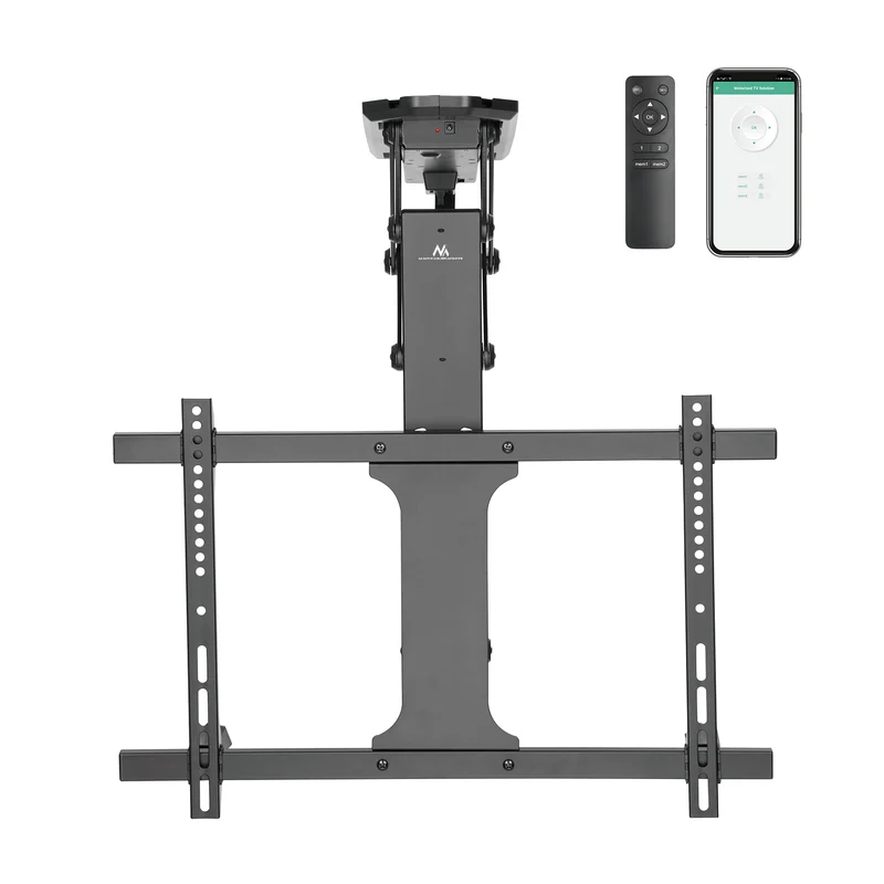 Maclean MC-880T Electric Ceiling TV Bracket WiFi Remote Control TUYA Mobile App Support, max VESA 600x400 Flat & Sloping Ceiling Wall Remote Control Smart 32"-70" 35kg