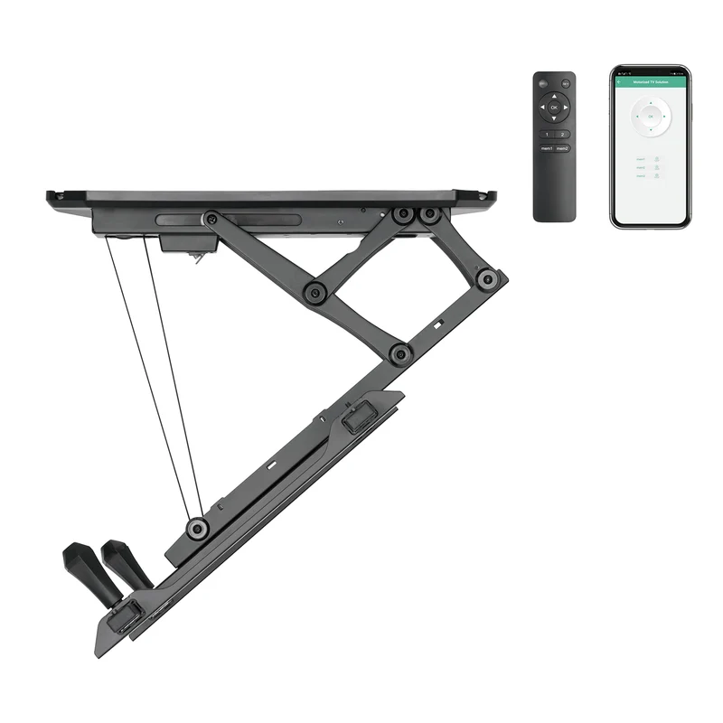 Maclean MC-880T Electric Ceiling TV Bracket WiFi Remote Control TUYA Mobile App Support, max VESA 600x400 Flat & Sloping Ceiling Wall Remote Control Smart 32"-70" 35kg