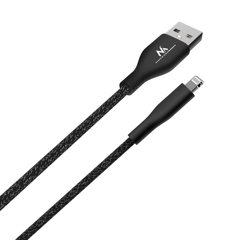 Maclean MCE845B MFi Cable Charging Data Transfer Fast Charge USB 2.4A Black 1m 5V 2.4A Nylon