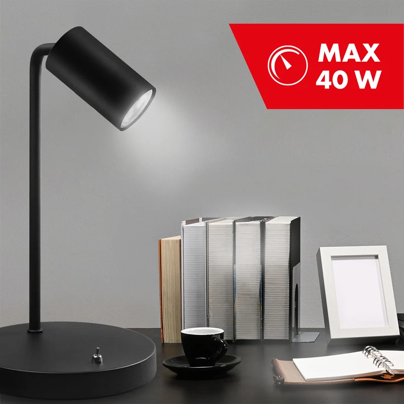 GU10 spot desk lamp with on/off switch black 55x90mm