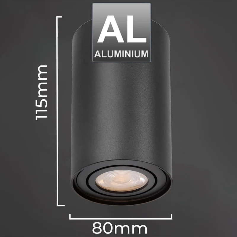 GU10 MCE422 B halogen spot mounted luminaire, 80x115mm, aluminum